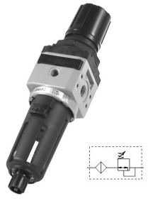 Фильтр-регулятор 17204 A, 17204 B (фильтр-влагоотделитель с редукционным клапаном) Типоразмер 2. Присоединения G1/4" и G3/8" ― Промышленная гидравлика и пневматикa - ООО "Омcнаб"